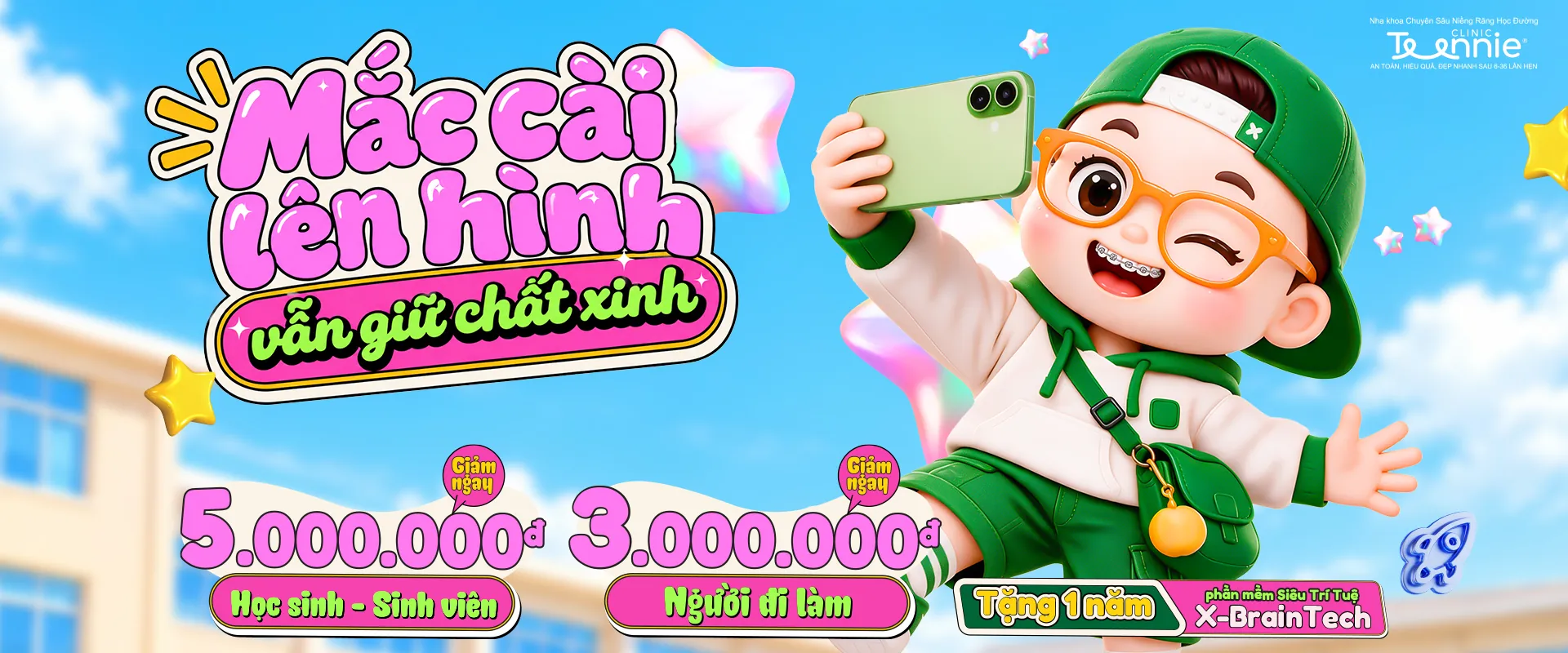 Ưu đãi niềng răng học sinh sinh viên giảm 5 triệu, người đi làm giảm 3 triệu tại Teennie Clinic